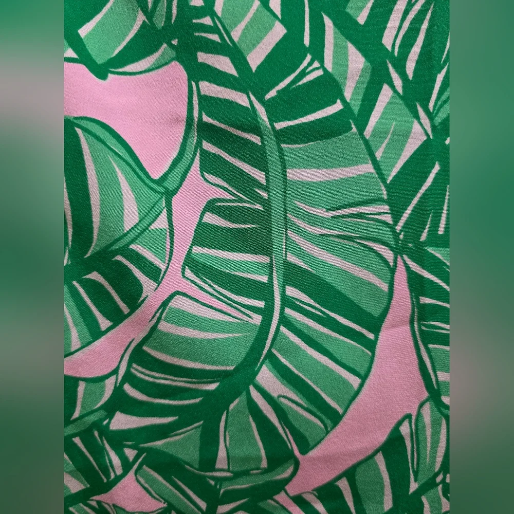 Lilly Pulitzer Elsa Silk Top Conch Shell Pink Lets Go Bananas Size LARGE - Picture 6 of 13